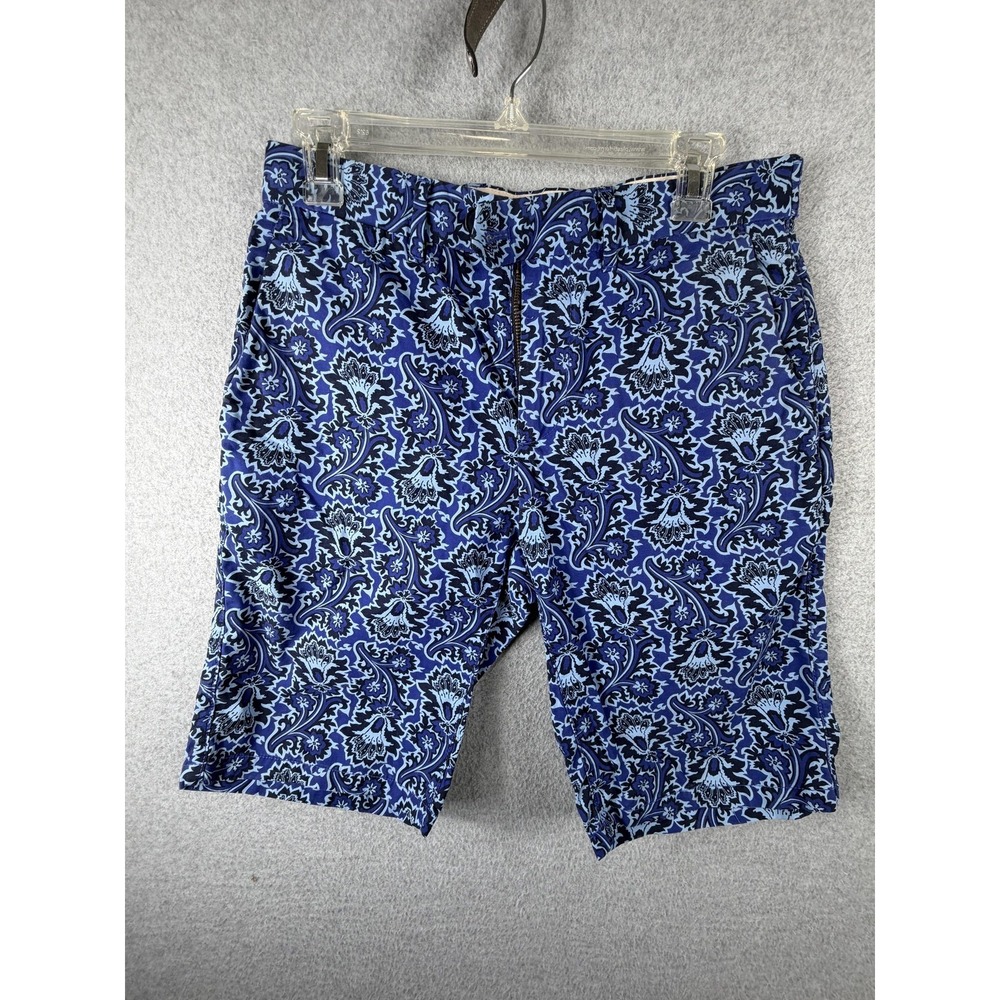 Banana Republic Shorts Mens 28 Blue Paisley Print Chino Summer Casual